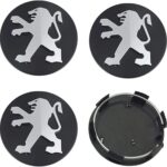 4 pièces Cache Moyeux pour Peugeot 60mm Cache Moyeu Aluminium+ABS Cache de Roue Centrale ABS Accessoires de Voiture, Noir