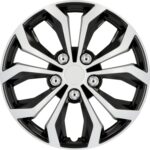 Cartrend 75568 Daytona Lot de 4 Enjoliveurs, Noir / Argent, 15 Pouces