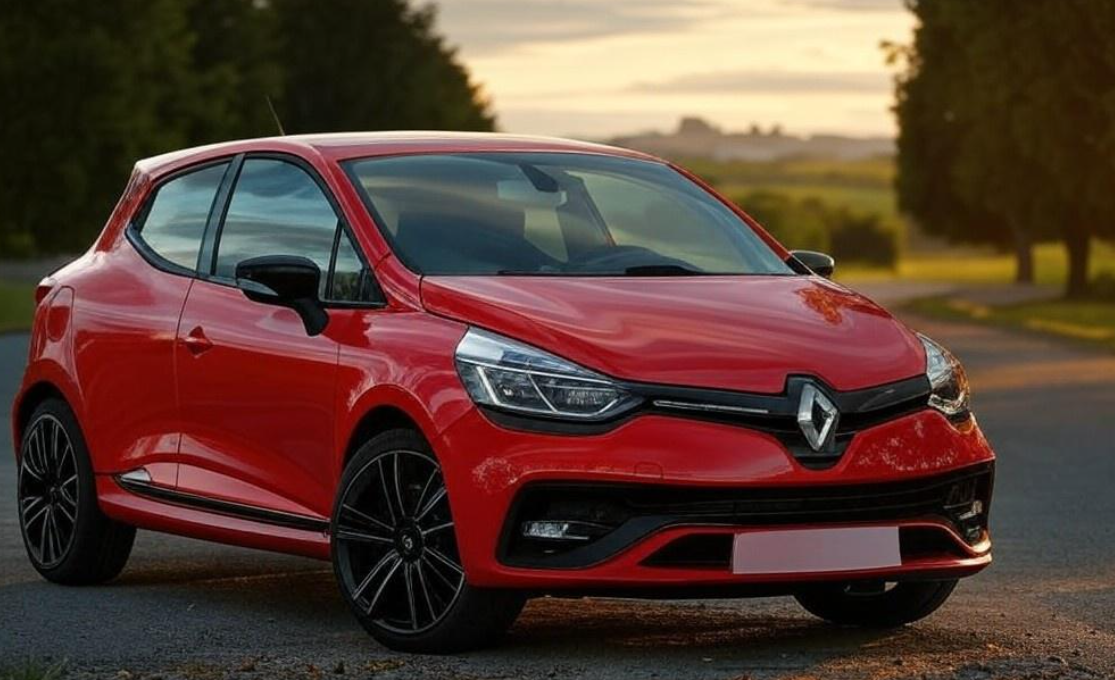 belle clio rouge attendant son assurance auto