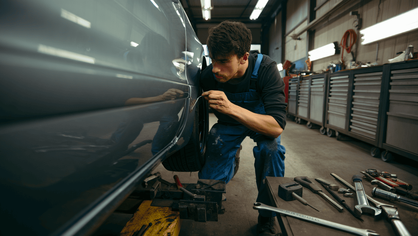 un carrossier au travail