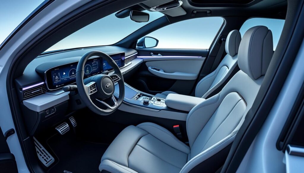 explorez le design intérieur moderne et raffiné de la nouvelle kia ev4, une compacte innovante qui incarne l’excellence européenne. laissez-vous séduire par ses technologies de pointe et son confort haut de gamme.