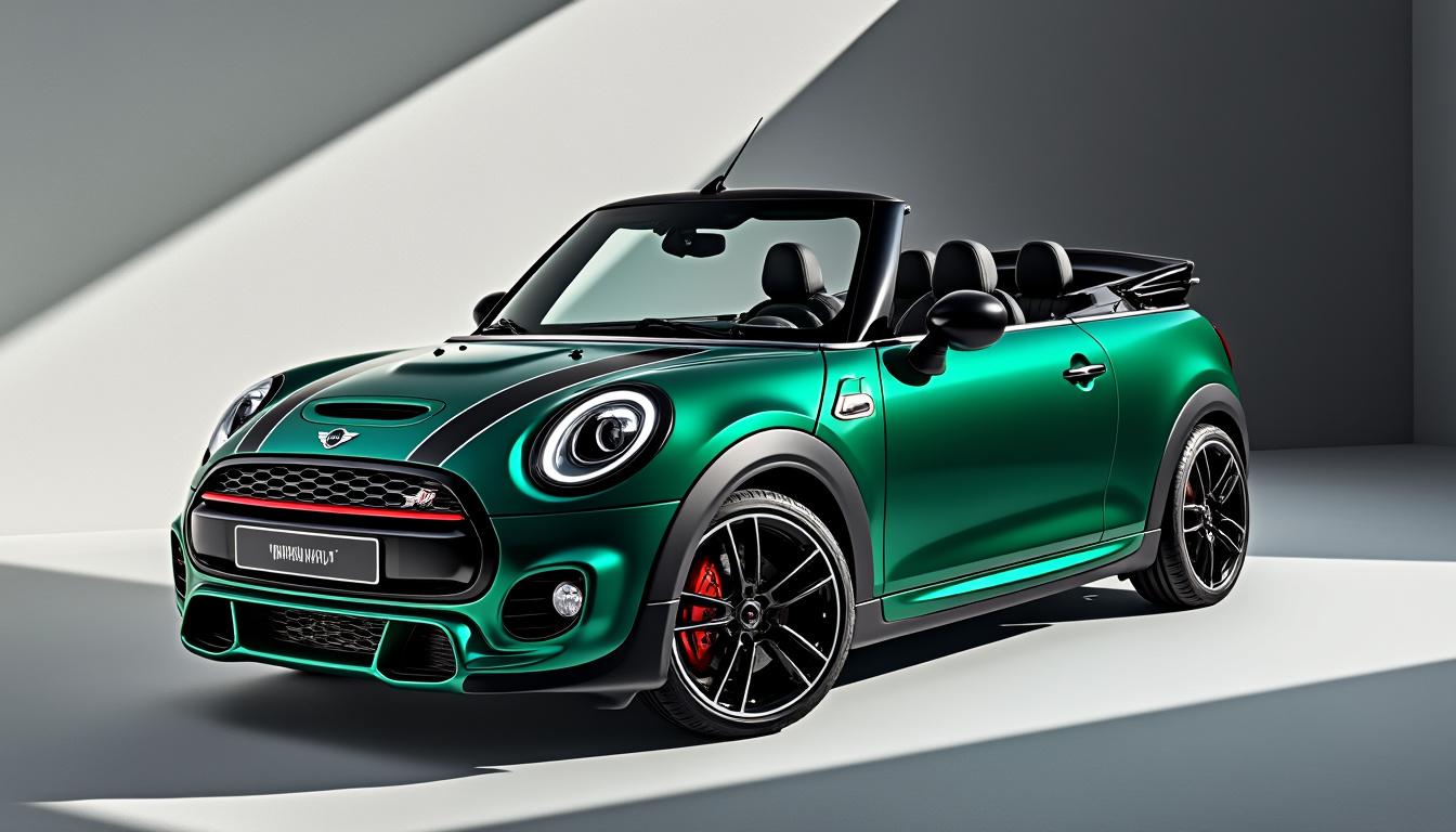 découvrez la mini jcw cabrio la plus exclusive, habillée d'un vert audacieux et de noir élégant. une édition unique qui allie style et performance pour une expérience de conduite incomparable.