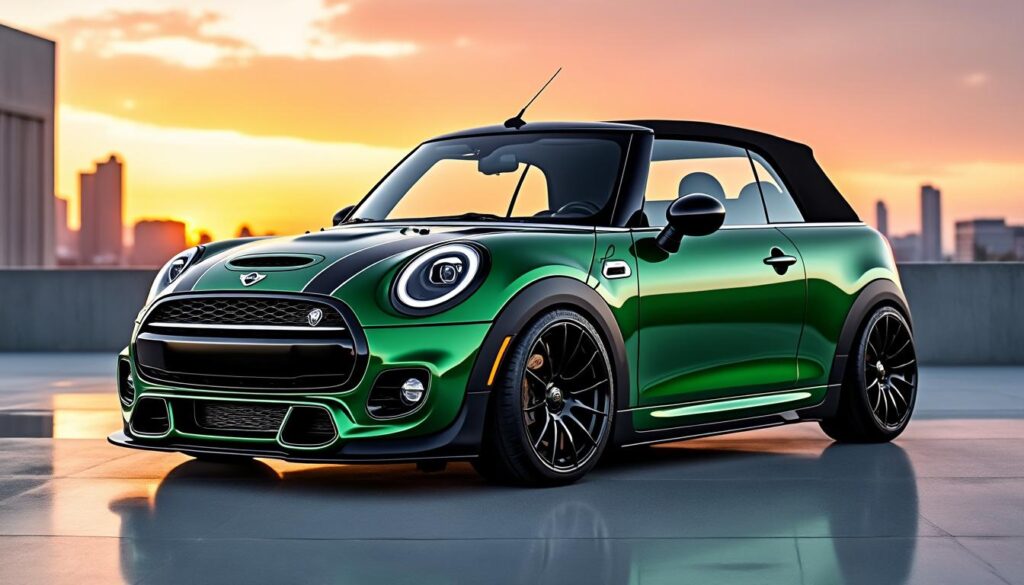 découvrez la mini jcw cabrio la plus exclusive, une édition unique alliant élégance et sportivité avec une finition vert et noir irrésistible.