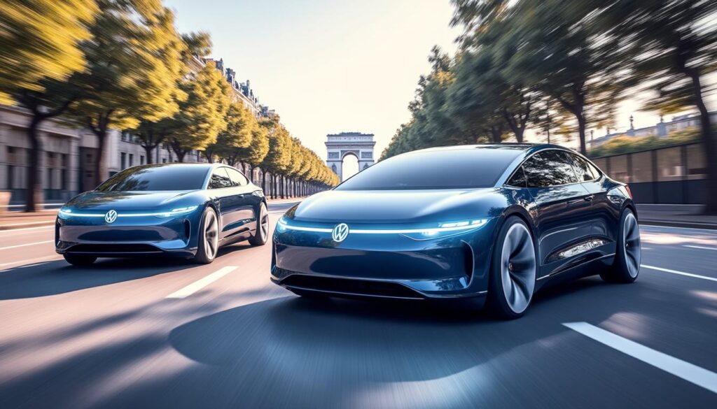 volkswagen dévoile en europe une nouvelle gamme de véhicules conçus en chine, fruit d'un partenariat innovant avec le constructeur xpeng, alliant technologie et design moderne.