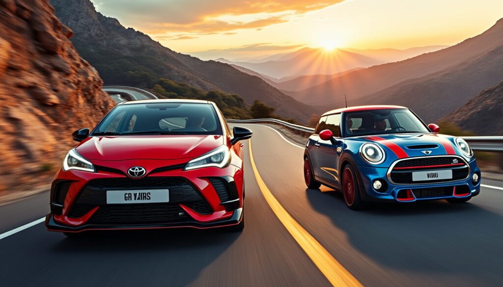 découvrez le face-à-face explosif entre la toyota gr yaris et la mini jcw, deux voitures puissantes et agiles de moins de 4 mètres, prêtes à enflammer la route.