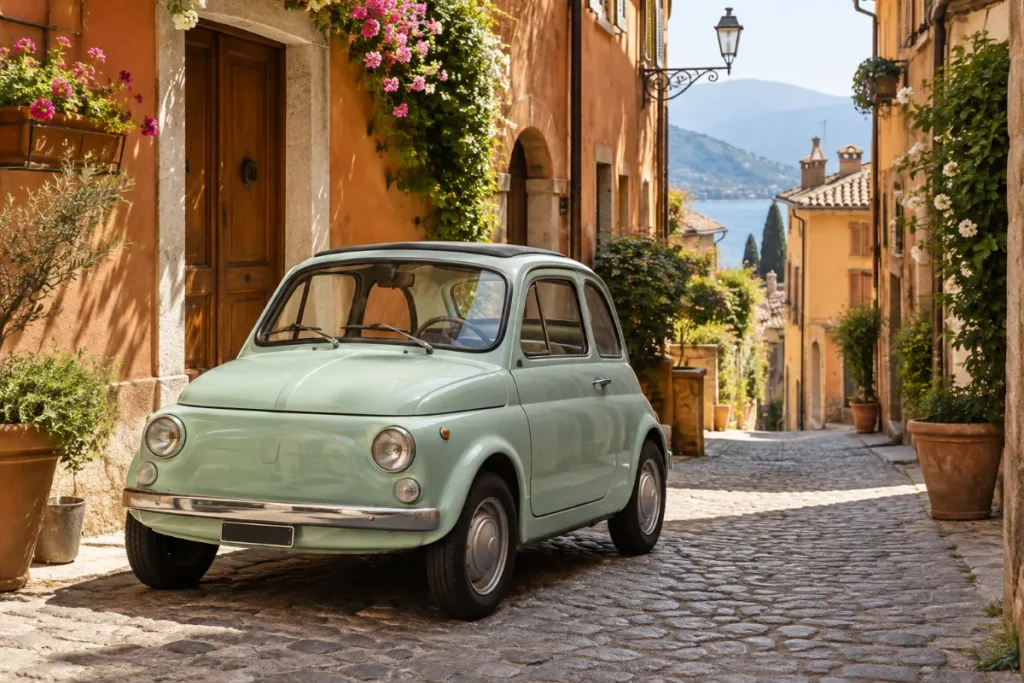 Petite citadine rétro dans une ruelle italienne
