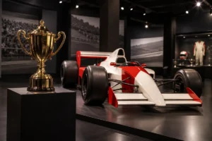 Monoplace de Formule 1 des années 1980 exposée dans un musée