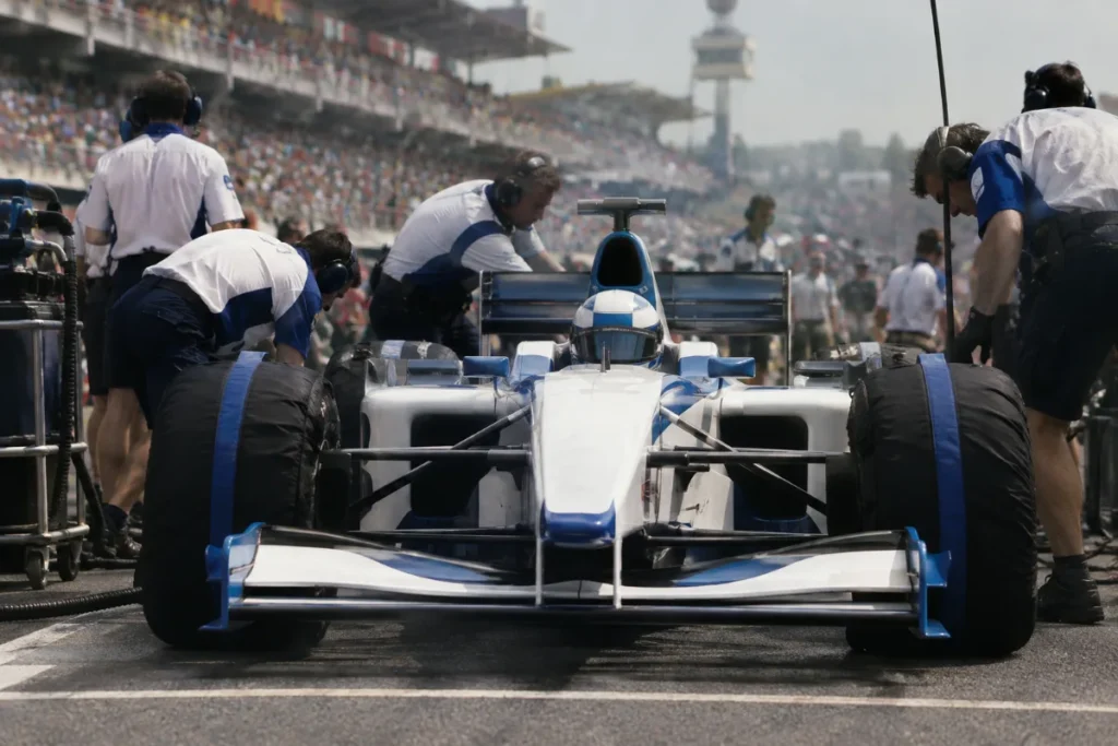 Monoplace de Formule 1 des années 1990 sur la grille de départ